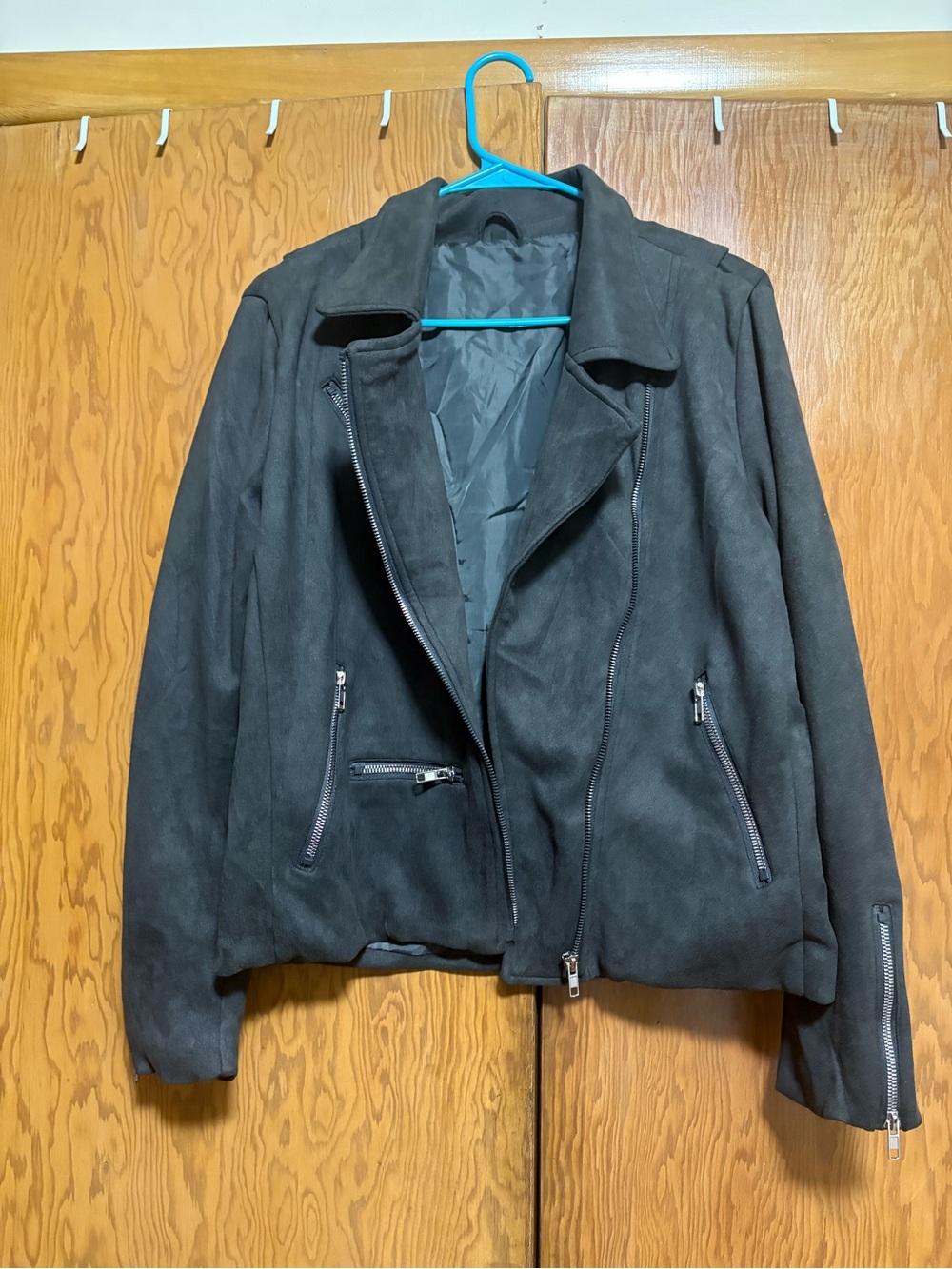 Classic Women's Charcoal Suede Bomber Jacket